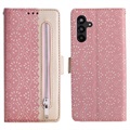 Lace Pattern Samsung Galaxy A13 5G Lompakkokotelo - Pinkki