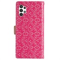 Lace Pattern Samsung Galaxy A13 Lompakkokotelo - Kuuma Pinkki