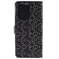 Lace Pattern Samsung Galaxy S21 Ultra 5G Lompakkokotelo - Musta