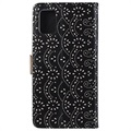 Lace Pattern Samsung Galaxy A71 Lompakkokotelo - Musta