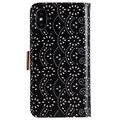 Lace Pattern iPhone X / iPhone XS Lompakkokotelo - Musta