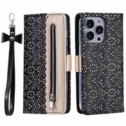 iPhone 16 Pro Max Lace Pattern Lompakkokotelo