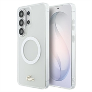Samsung Galaxy S26 Ultra Lacoste Frosted Finish Gold Logo Hybridikotelo - MagSafe-yhteensopiva - Valkoinen
