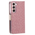Pitsikuvioinen Samsung Galaxy S22 5G Lompakkokotelo - Pinkki