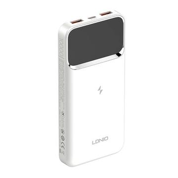 Ldnio PQ11 15W langaton lataus Power Bank 10000mAh - USB-C, 2xUSB-A - Valkoinen