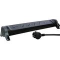 Legrand 049429 5-pistokkeinen 2P+T pyörivä pistorasia USB-A & USB-C - 3680W/16A - musta