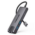 Lemorele TC24L 5-in-1 USB-C -keskitin - HDMI, Gigabit Ethernet, USB-C, 2x USB-A