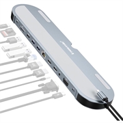 Lemorele TC28 12-in-1 USB-C -keskitin / telakointiasema - hopea / harmaa