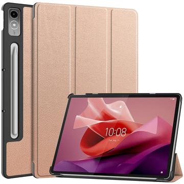 Lenovo Tab P12 Tri-Fold Sarjan Smart Lompakkokotelo - Ruusukulta