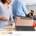 Lenovo Tab P12 Tri-Fold Sarjan Smart Lompakkokotelo - Ruusukulta