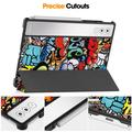 Lenovo Yoga Tab Plus Tri-Fold Sarjan Smart Lompakkokotelo - Graffiti