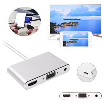Lightning / HDMI, VGA, Audio, MicroUSB Adapteri - iPhone, iPad