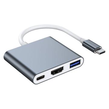 Lippa 3-in-1 87W USB-C-keskitin - PD, 4K - harmaa