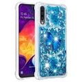 Liquid Glitter Samsung Galaxy A50 TPU Suojakuori - Sininen Perhoset