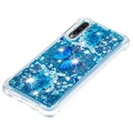Liquid Glitter Samsung Galaxy A50 TPU Suojakuori - Sininen Perhoset
