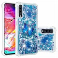 Liquid Glitter Samsung Galaxy A70 TPU Suojakuori - Sininen Perhoset