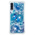 Liquid Glitter Samsung Galaxy A70 TPU Suojakuori - Sininen Perhoset