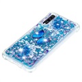 Liquid Glitter Samsung Galaxy A70 TPU Suojakuori - Sininen Perhoset