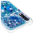 Liquid Glitter Samsung Galaxy A70 TPU Suojakuori - Sininen Perhoset