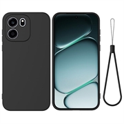 OnePlus Nord CE6 Nestemäinen silikonikotelo käsihihnalla - Musta