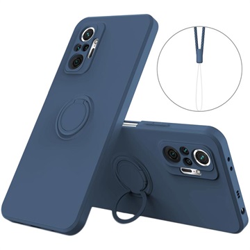 Xiaomi Redmi Note 10 Pro Liquid Silicone Suojakuori Sormuspidikkeellä