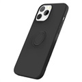 iPhone 13 Pro Max Liquid Silicone Suojakuori Sormuspidikkeellä - Musta