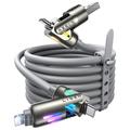 Lisen 240W 4-in-1-latauskaapeli RGB-valolla - 2m - harmaa