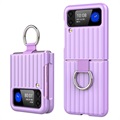 Luggage Series Samsung Galaxy Z Flip3 5G Suojakuori Renkaalla - Violetti