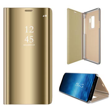 Luxury Mirror View Samsung Galaxy S9+ Lompakkokotelo (Avoin pakkaus - Tyydyttävä) - Kulta