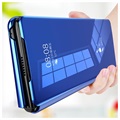 Luxury Mirror View Samsung Galaxy Z Fold2 5G Lompakkokotelo - Sininen
