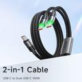 Mcdodo CA-6740 2-in-1 USB-C-kaapeli 100W pikalataus - 1.5m - musta
