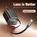 Mcdodo CH-4281 40W GaN-pikalaturi, jossa on 65cm:n sisäänvedettävä USB-C-kaapeli ja USB-C-, USB-A-portit - musta