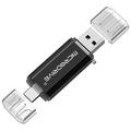 MICRODRIVE 64GB 2-in-1 USB 2.0 / USB-C-muistitikku - musta