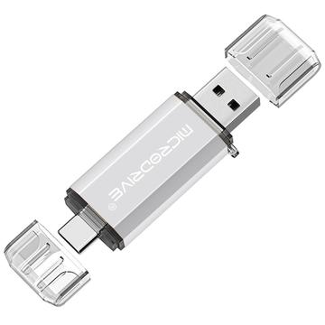 MICRODRIVE 64GB 2-in-1 USB 2.0 / USB-C-muistitikku - valkoinen