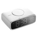 MOMAX Q.CLOCK5 Monitoiminen ladattava Bluetooth-kaiutin LED-digitaalinen herätyskello tukee puhelimen langatonta latausta - Valkoinen väri