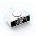 MOMAX Q.CLOCK5 Monitoiminen ladattava Bluetooth-kaiutin LED-digitaalinen herätyskello tukee puhelimen langatonta latausta - Valkoinen väri
