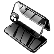 iPhone 11 Magneettikotelo Yksityisyyttä Karkaistua Lasia - Musta