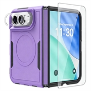 iPhone Duo -magneettikotelo, jossa on panssarilasi ja kameran linssinsuojus - violetti