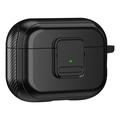 Magneettikotelo Apple AirPods Pro , Buckle Design Bluetooth-kuulokkeet TPU kansi karabiinilla - musta