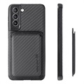Samsung Galaxy S21 FE 5G Kotelo Kanssa Kortinhaltijan - Hiilikuitu - Musta