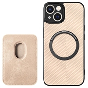 iPhone 15 Plus Kotelo Kanssa Kortinhaltijan - Hiilikuitu - Khaki
