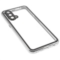 OnePlus Nord CE 5G Magneettinen Kotelo Karkaistulla Lasisella Takapaneelilla - Hopea