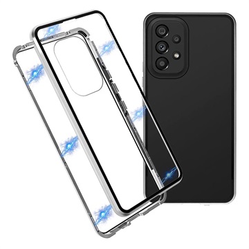 Samsung Galaxy A53 5G Magneettikotelo Panssarilasi - 9H sella - Hopea