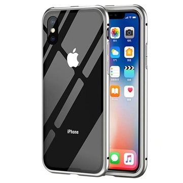 iPhone X Magneettinen Kotelo Karkaistulla Lasisella Takapaneelilla - Harmaa