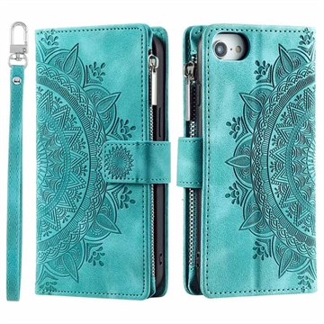 iPhone 16e Mandala Series Lompakkokotelo - Vihreä