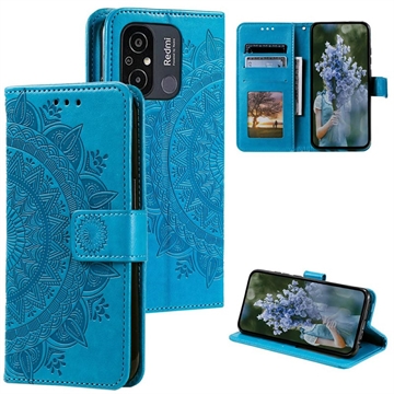 Mandala Sarja Xiaomi Redmi 12C Lompakkokotelo - Sininen