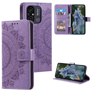 Mandala Sarja Xiaomi Redmi 12C Lompakkokotelo - Violetti