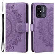 Mandala Sarja Xiaomi Redmi 12C Lompakkokotelo - Violetti