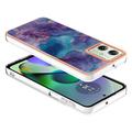 Motorola Moto G54 Marble Pattern Galvanoitu TPU-Suojakotelo - Violetti