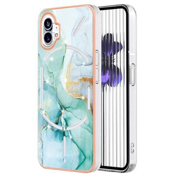 Marble Pattern Galvanoitu Nothing Phone (1) TPU-Suojakotelo - Vihreä